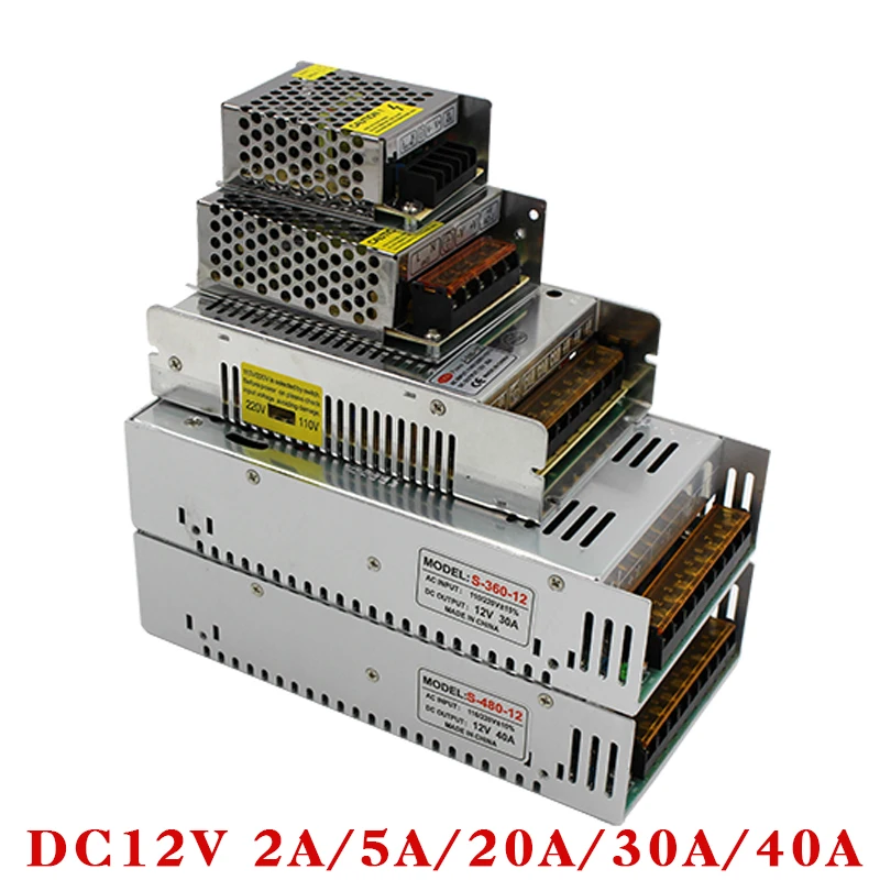 Apgaismojums Transformatoru 110V, 220V, lai DC5V 12V 24V 36V 48V 1.A 2.A 3.A, 5.A 10A 15A 20A 30A 40A 80A LED Strip Slēdzis Strāvas Padeve