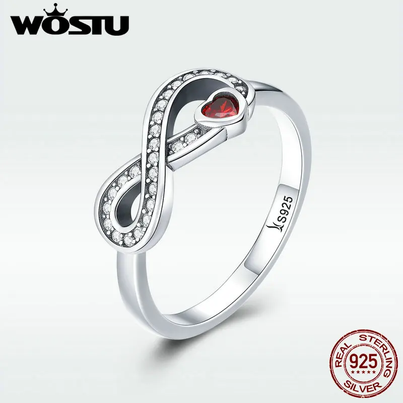 WOSTU 925 Sterling Sudraba Infinity Forever Love Ring Sievietēm, Kāzu Iesaistīšanās Luksusa Gredzenu Modes Rotaslietas Dāvanu DXR415