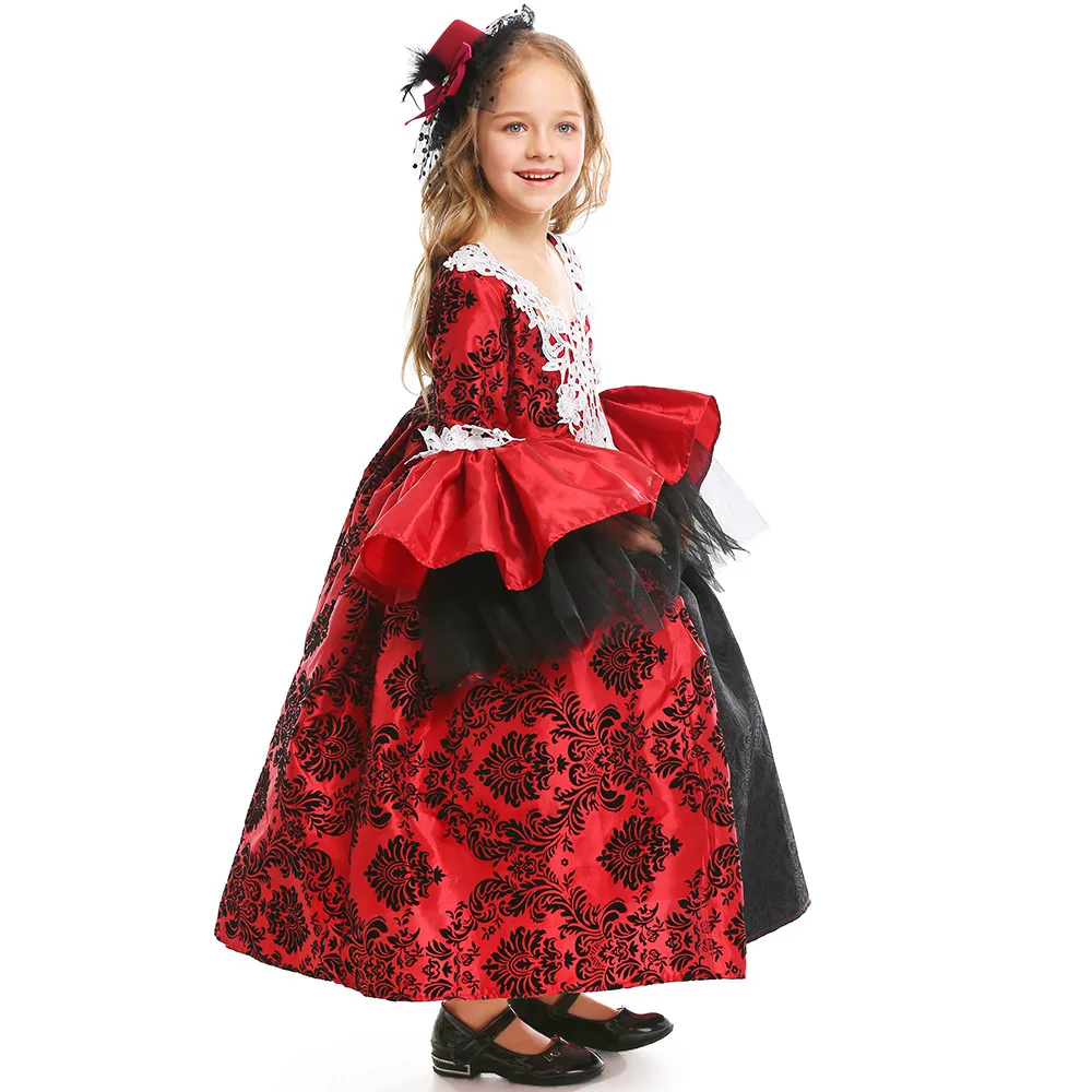 Jaunas Halloween Tērpi bērniem, Meitene Vampīra Kostīms, Maskarāde, Saģērbties Viduslaiku Retro Tiesa Cosplay Bērnu Karnevāla Kostīmi