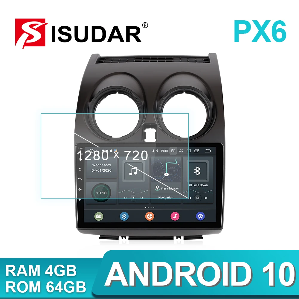 ISUDAR Auto Multimedia Player 1 Din Android 10 Auto Radio Nissan Qashqai 1 J10 2006-2013 GPS Auto Stereo Sistēma Heksa Core 4 GB