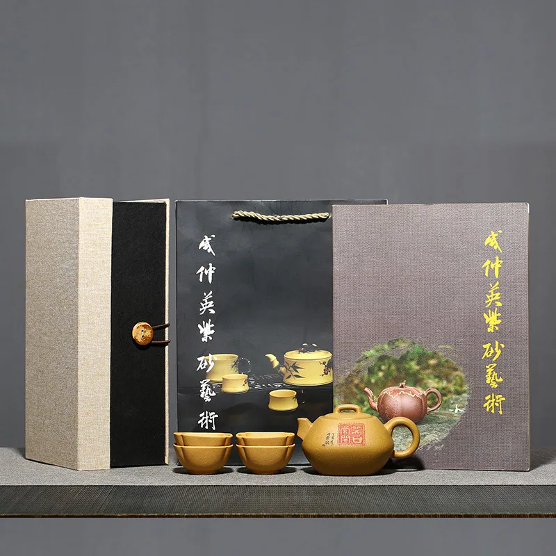 Smilšu tējkanna set set set tējas noteikt vairumtirdzniecības pielāgota burtiem neapstrādātu rūdu sadaļā māla sāls Zhongying visu hand-made tējkanna