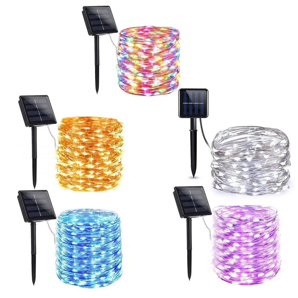 LED Ūdensizturīgs Saules String Gaismas Āra Akumulatora Multi Krāsu String Vara Stieples Lampas Atmosfēru, Apgaismojums, Ziemassvētku Puse