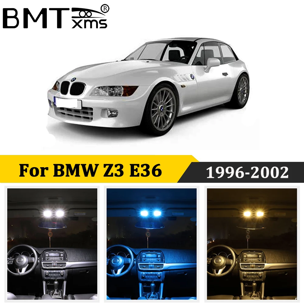 BMTxms 8Pcs LED Auto interjera apgaismojums Canbus BMW Z3 E36 Roadster, Coupe Convertible (1996-2002) led Spuldzes Nav Kļūda