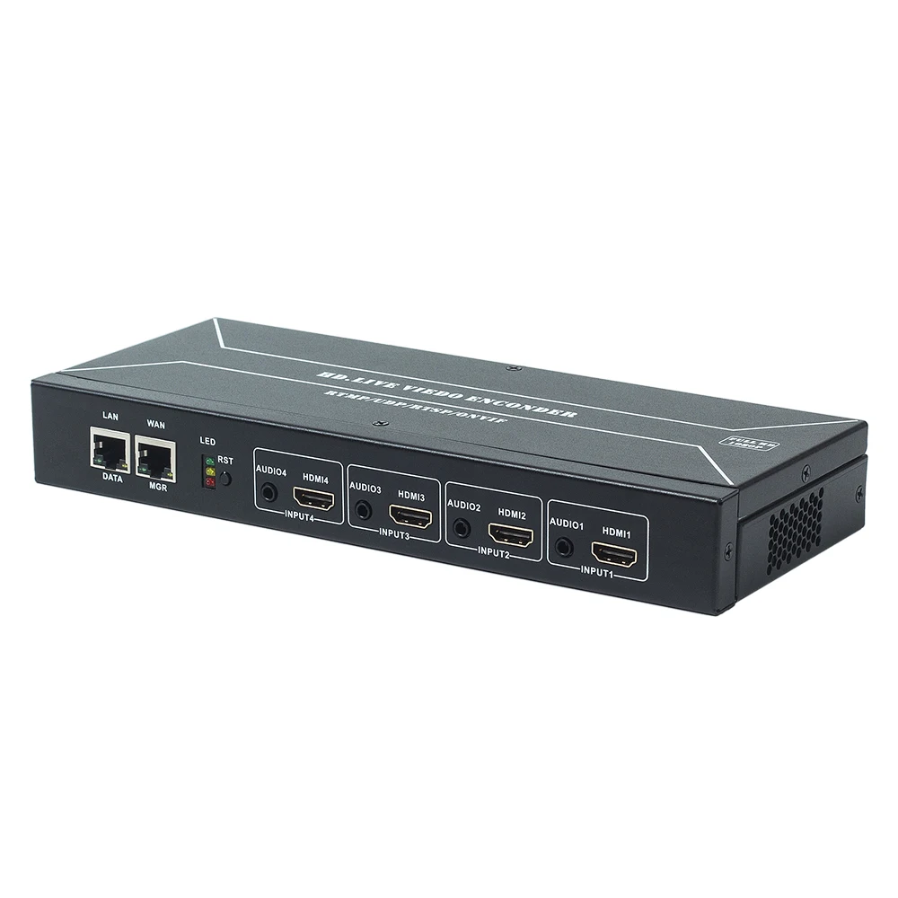 HWCODEC 4 Kanālu HDMI 1080P Izeja, H264 H265 4 Kanālu TV HDMI Encoder Atbalsta RTSP RTMP RTMPS SRT HTTP ONVIF HLS UDP