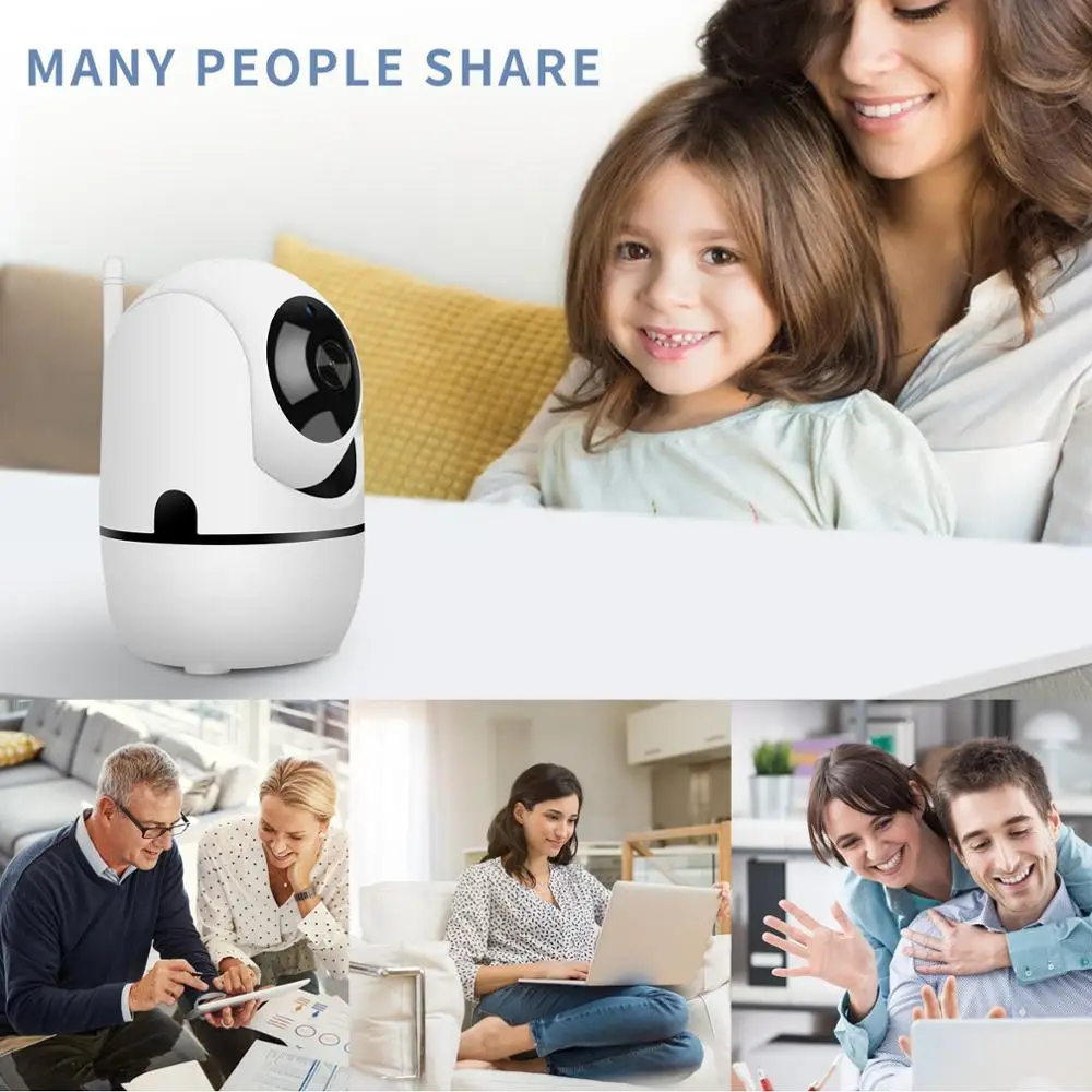 Mini baby monitor IP kamera HD 1080p iekštelpu mājas automātiskā izsekošanas bezvadu Wifi kamera drošības uzraudzība divus audio kameras