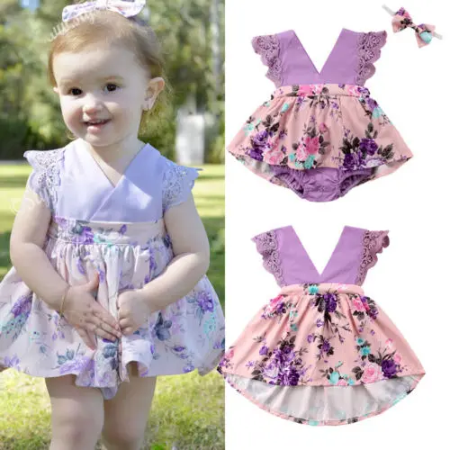 Gudrs Jaundzimušajiem Bērniem, Baby Meitenes Māsa Vasaras Matching Mežģīņu Ziedu Romper Kleita Tērpiem Drēbes V Kakla Princese Kleita 1-6Y