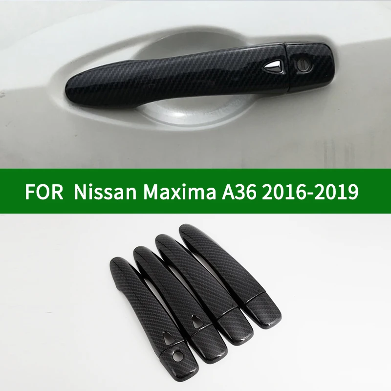 Priekš Nissan Maxima A36 2016-2019 automašīnu durvju roktura vāciņš,melns oglekļa šķiedras raksts vāka apdare 2017 2018