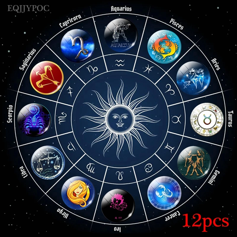 30mm zodiaka Ledusskapja Magnēts Stikla 12 zvaigznājus Komplekti Noņemams Magnētiskās Ledusskapja Uzlīmes, Ņemiet vērā, Turētājs, Magnēti, Mājas Dekoru