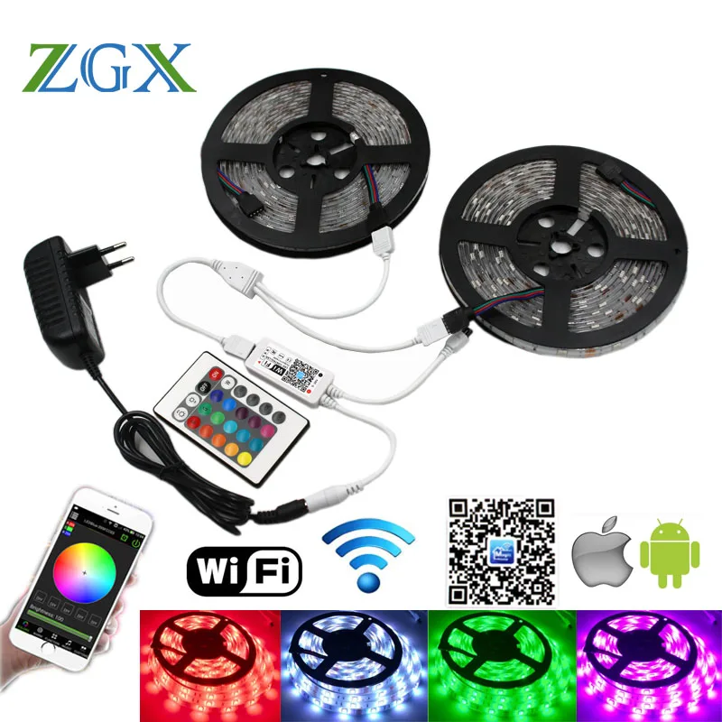 ZGX WIFI LED lentes 5050 RGB 2835 led lentes, led gaismas indikators, bezvadu kontrolieris lentes neona HD TV Darbvirsmas Ekrāna Apgaismojums virtuves