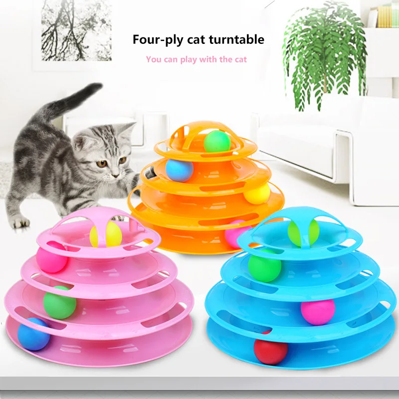 Funny Pet Rotaļlietas Cat Crazy Ball Diska Interaktīvo Atrakciju Plāksnes Spēlēt Disku Trilaminar Vinilplašu Divu Līmeņu Kaķu Rotaļlieta Tornis Dziesmu Disku