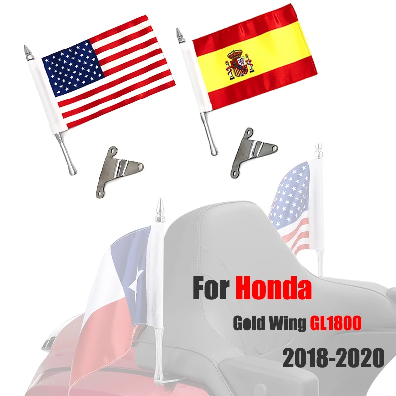 HONDA Gold Wing 1800 GL1800 Goldwing1800 2018-2020 Motocycle Aizmugures Sānu Stiprinājums Bagāžas Plaukts Vertikāls Karoga Pole Amerikāņu Karogu