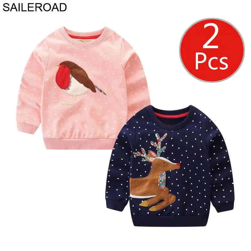 SAILEROAD 2gab Dzīvnieku Meitene Krekls Ziemassvētku Briežu Bērniem, Hoodies Rudens Bērnu Maz Apģērbu, Bērnu Kokvilnas sporta Krekls 7Year