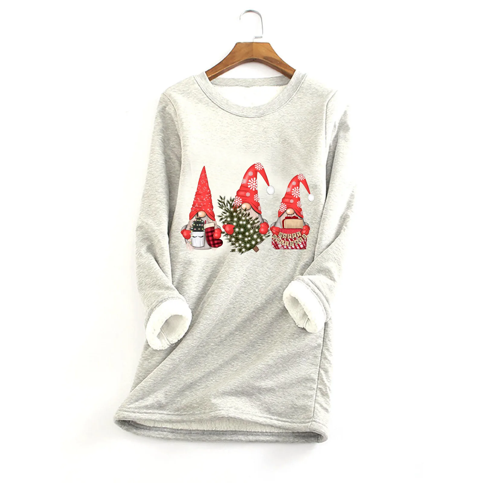 Ziemassvētku Drukāt Blūze Sievietēm Bieza Vilnas Drukāšanas sporta Krekls Silts O-veida kakla Apakšveļa Top Harajuku 3xl Plus Liela Izmēra Blusas