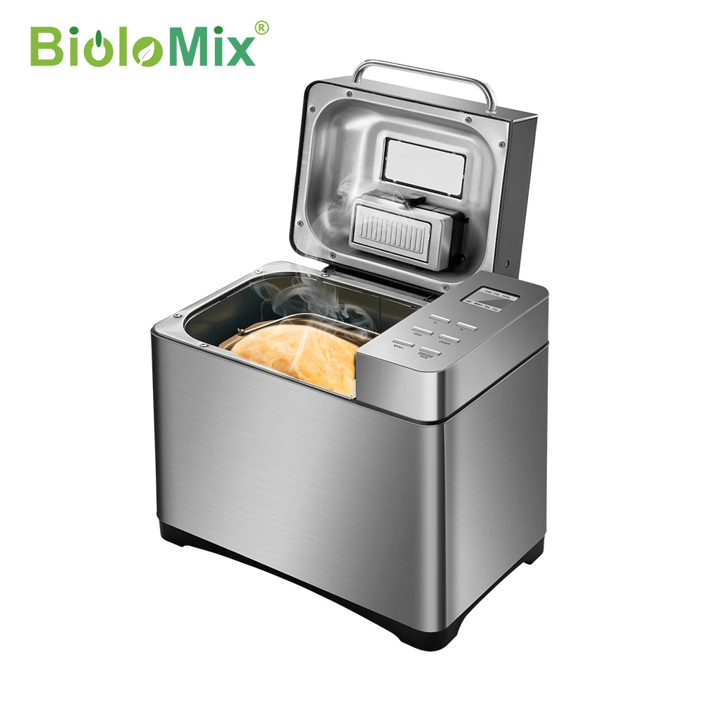 Biolomix Nerūsējošā Tērauda 1KG 17-in-1 Automātiskās Maize Maker 650W Programmējams Maizes Mašīna ar 3 Klaipa Izmēru Augļu Riekstu Dozatoru