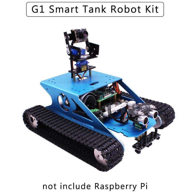 Aveņu Pi G1 Smart Tvertne Robotu Komplektu ar WiFi Kameru DIY Izsekošanas Šķēršļu Izvairīšanās Auto Aveņu Pi Modeļa 4B/3B+