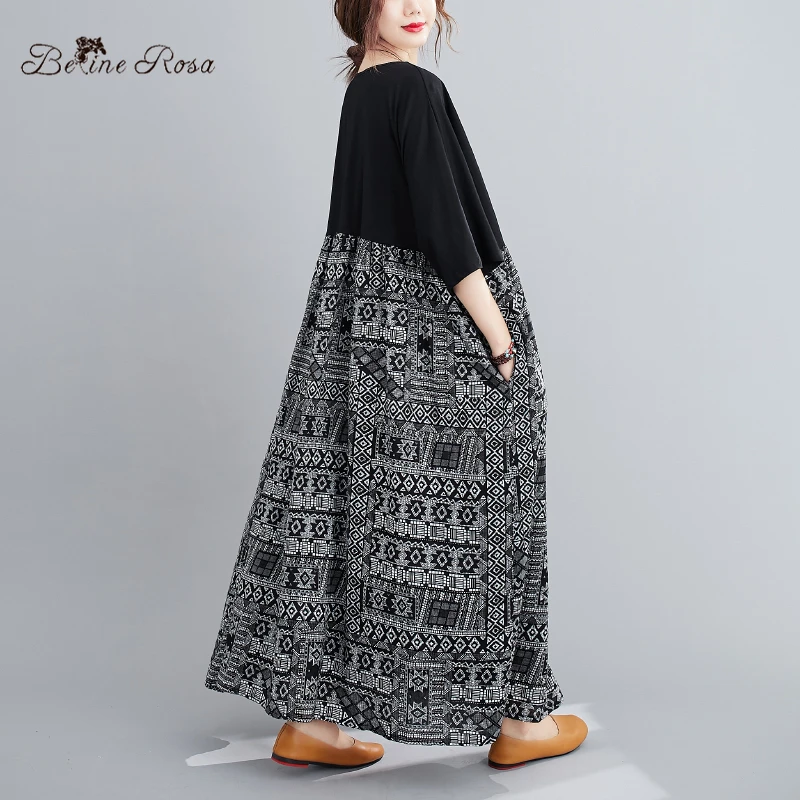 BelineRosa 2020. gadam Sieviešu Vintage Black Kleitas Modes Sieviešu Lielo Izmēru Sieviešu Apģērba 5XL 6XL DBFS0084