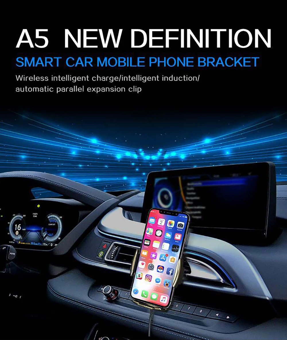 A5 10W Bezvadu Automašīnas Lādētājs Automātiskās Spriegošanas Ātra Uzlādēšana Tālruņa Turētājs Mount Automašīnas iPhone 11 Huawei, Samsung Smart Phones
