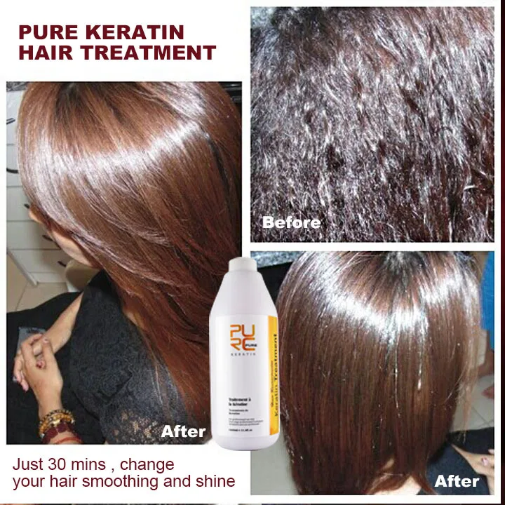 PURC labāko matu iztaisnošanas produkta brazīlijas keratīns bez formaldehīda un 100ml attīrīšanas šampūns remonts un iztaisnot