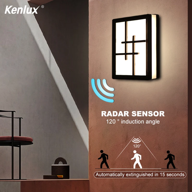 Plastmasas lievenis gaismas āra indukcijas radara kustības sensors sienas gaismas 18W LED ūdensizturīgs sienas gaismas pagalmā, dārza sienas gaismas
