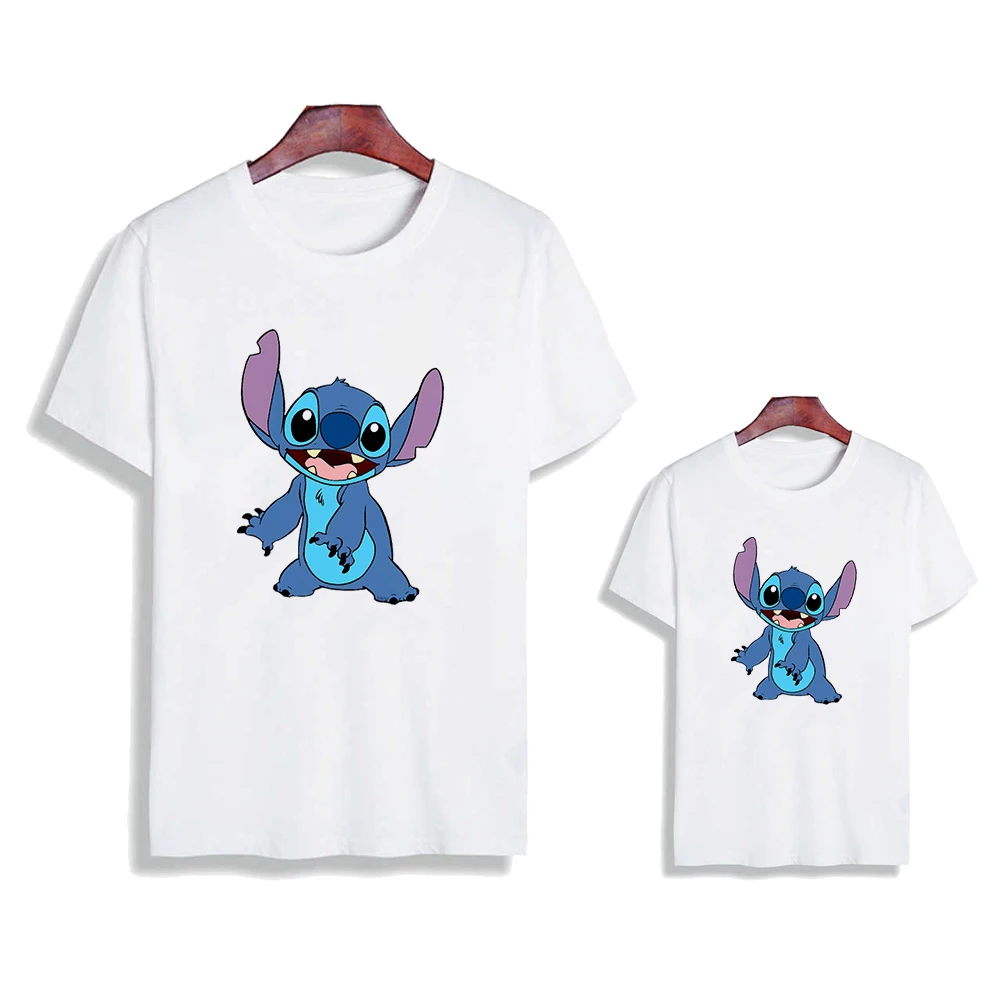 Disney Mamma un Meita Lilo&Stitch Eņģelis Maz Karikatūra Briesmonis T-krekls, Pāris Matching Zēns/Meitene Top Anime Dūriens Ģimenes izskatās