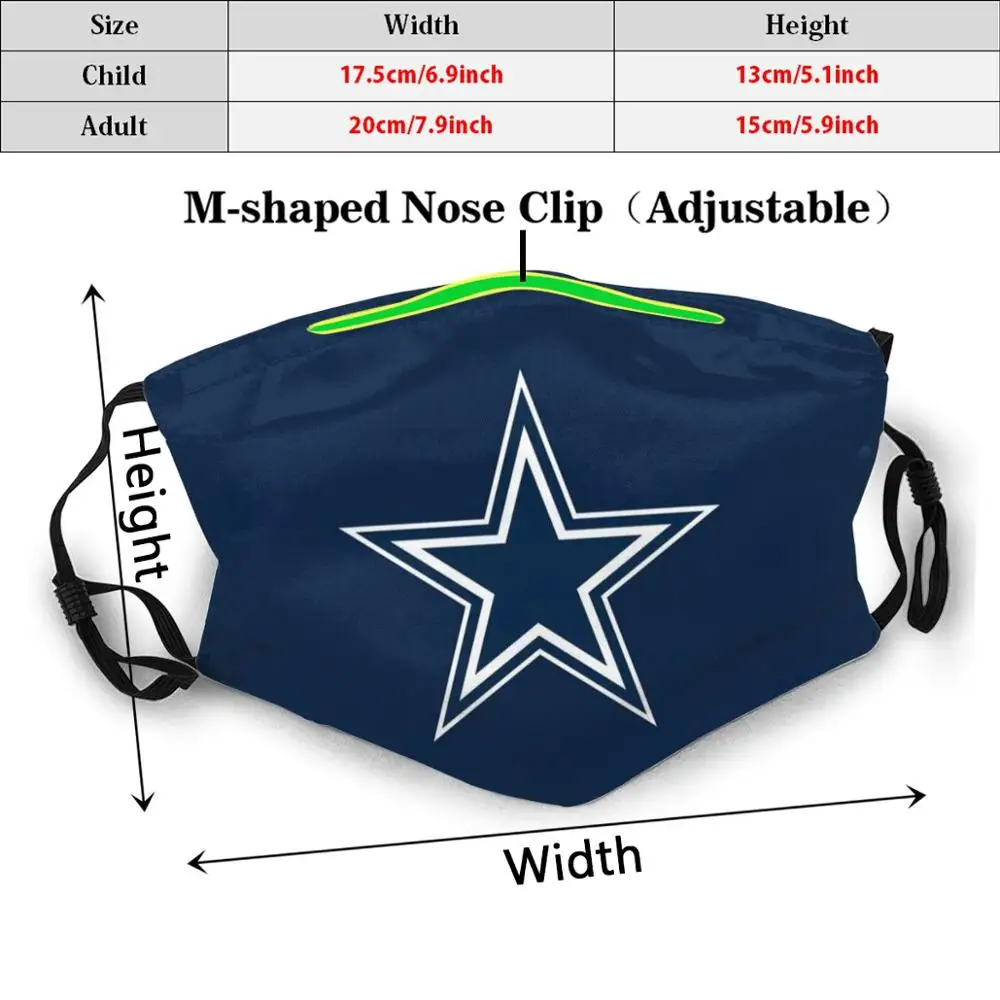 Cowboys-Dallas Pieaugušo Bērni Anti Putekļu Filtrs Diy Maska Logo