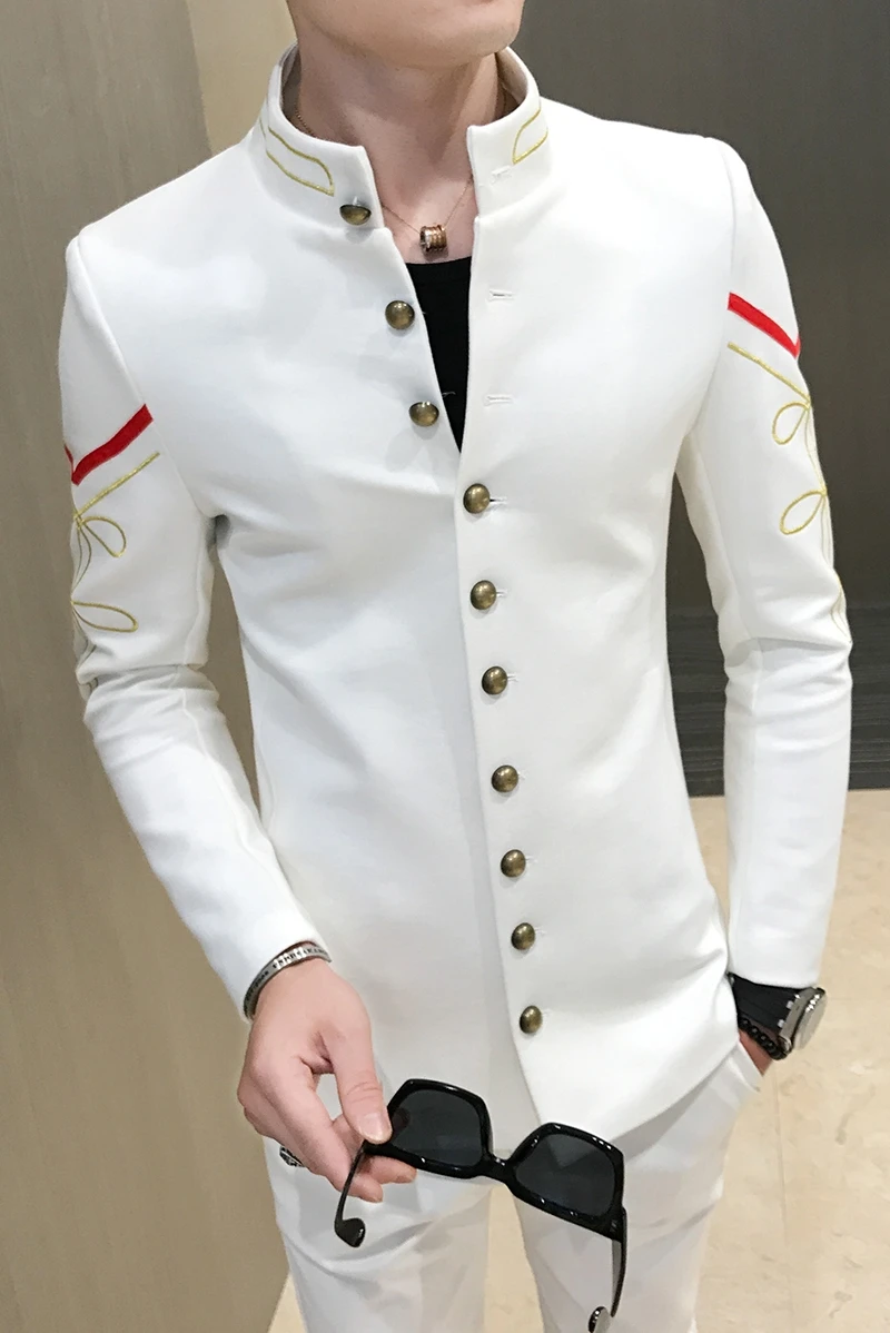 Jaunu zelta multi-pogu žakete modes boutique izšuvumi vīriešu slim jaka militārā versija bomber jaka, vīriešu apģērbs