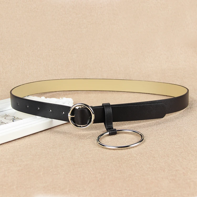 Modes dizainere Apaļas Metāla Aplis, jostas, melna PU adatu josta ar sudraba sprādzi Noslēgta cinturones ceinture Apģērbu Piederumu