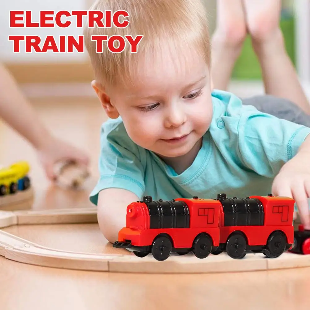 Vilcienu Rotaļlietas Bateriju Darbināms Motors Vilcienu Bērniem, Koka Dzelzceļa elektrovilcienu Savietojams BRIO Koka Ierakstu