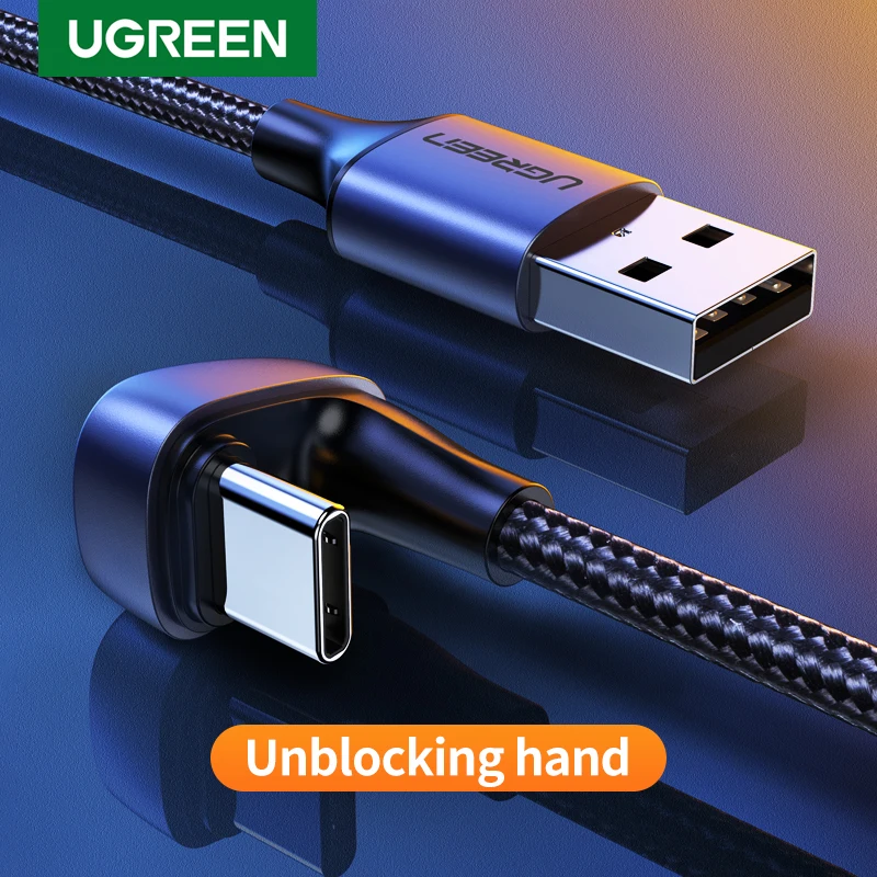 UGREEN USB C Leņķis Kabeli USB Type C Lādētāja Kabeli Nintendo Slēdzis Ātri Uzlādēt 3.0 USB-C Uzlādes Kabelis priekš Samsung USB Vads
