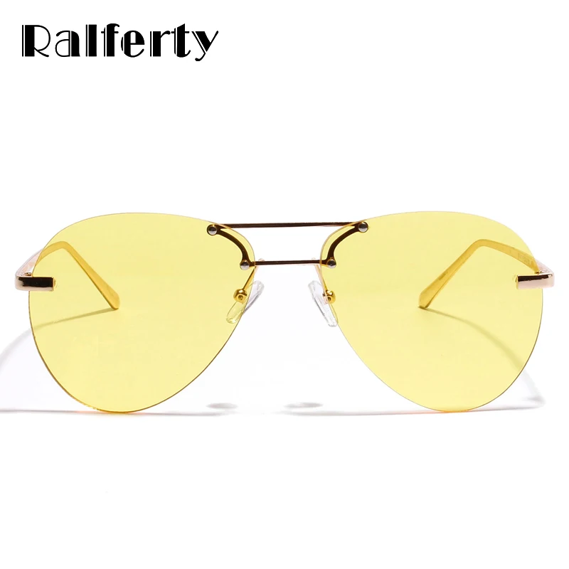 Ralferty Classic Izmēģinājuma Saulesbrilles Sieviešu Caurspīdīga Dzeltena Sunglass Candy Krāsas Ovālas Brilles, Saules Brilles Sieviešu Toņos WB141