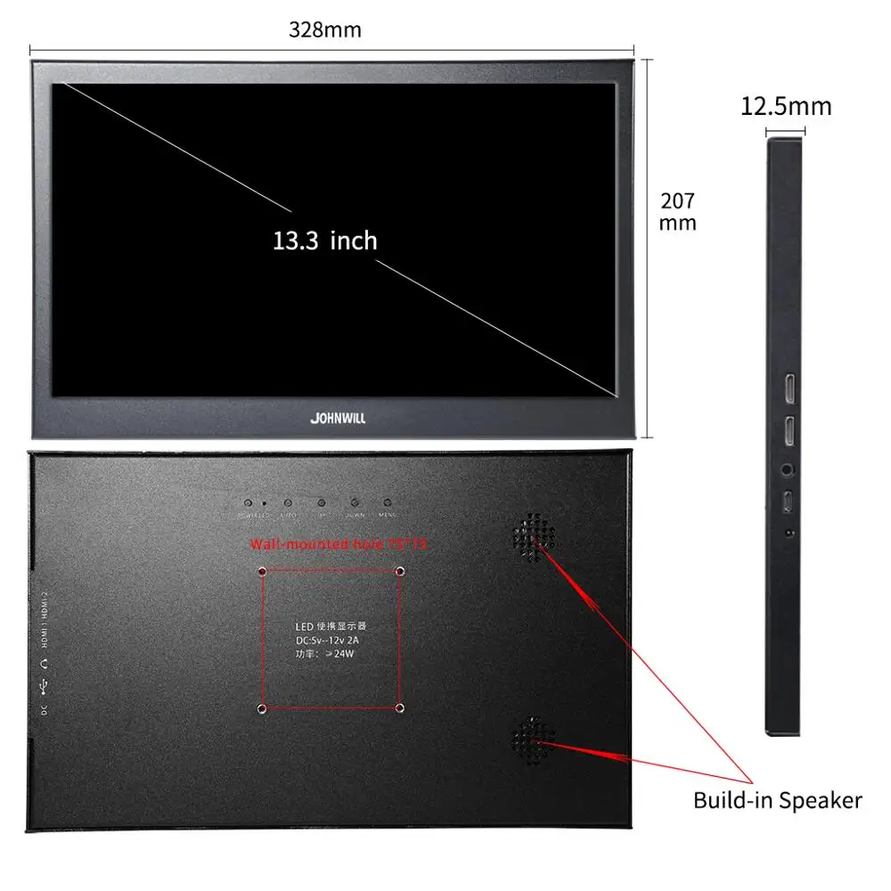Portatīvā Monitora hdmi touch screen 13.3 collu 2K PC PS4 vai Xbox 360 1080P HD IPS LCD LED Displejs Aveņu Pi slēdzis klēpjdators