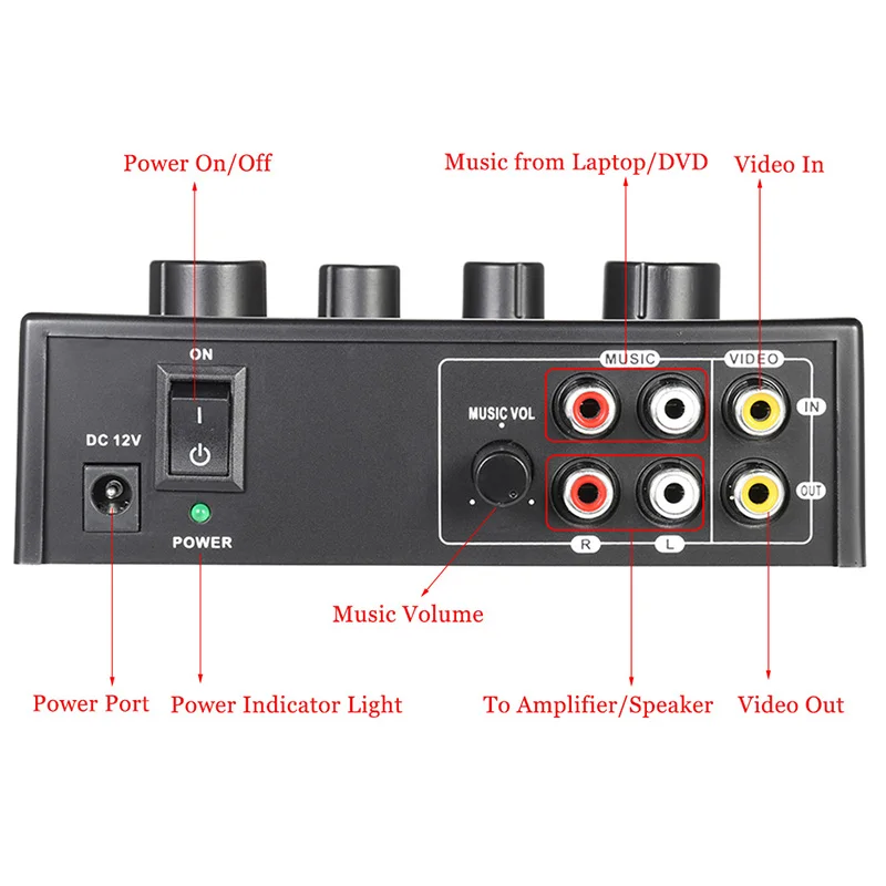 ABGN Hot-N-3 Portatīvie Dual Mic Ieejas Audio Skaņas Mikseris Pastiprinātājs & Mikrofons Karaoke Labi Mikseris Black Asv Spraudnis uzņēmums