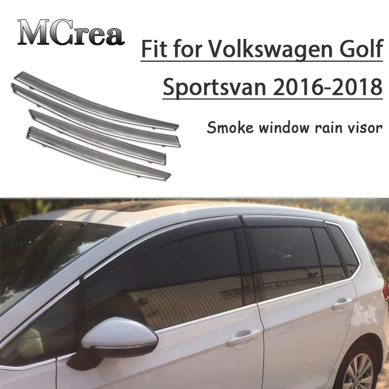 MCrea Auto Stils Dūmu Loga Saule, Lietus Sejsegu Deflektori Aizsargs Priekš Volkswagen VW Golf Sportsvan/SV 2016 2017 2018 Piederumi