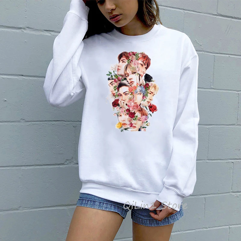 EKSO Kpop pelēkā vārna Sievietēm Hip Hop sporta Krekls Hipster Streetwear korejas Drēbes Augstas Kvalitātes Fani Hoody Pavasara Rudens Ziemas Džemperis