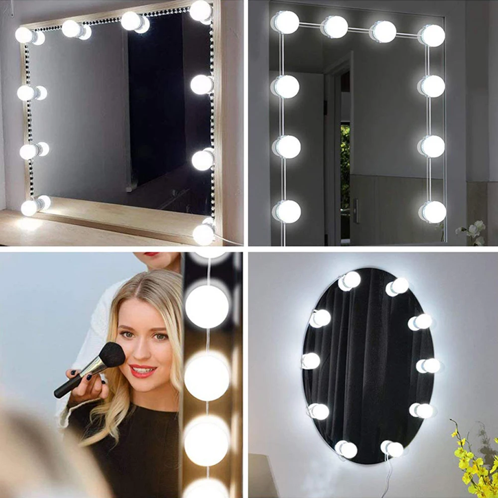 Aplauzums Spogulis Gaismas LED Iedomība Gaismas USB LED Bezpakāpju Regulējamas, Sienas Lampas Holivudas LED tualetes galdiņš, Spogulis Spuldzes 2 6 10 14PCS