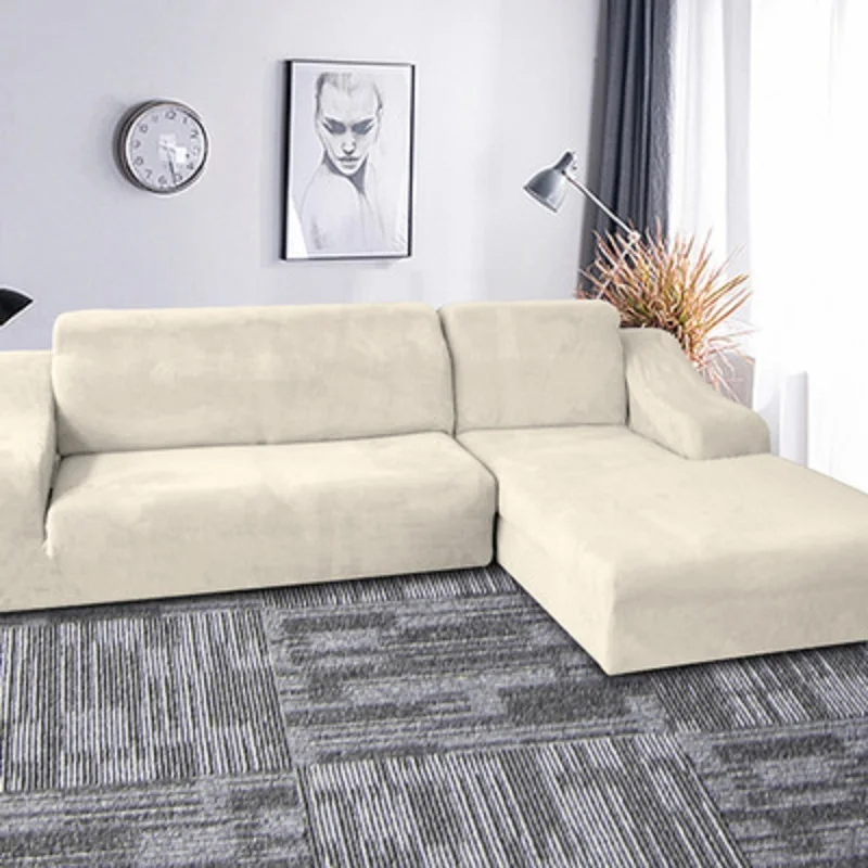 Plīša Dīvāna Segtu Universālā Stiept Elastīgs Dīvāns Slipcovers L formas Šķērsgriezuma Dīvāns Vāks dzīvojamā istaba