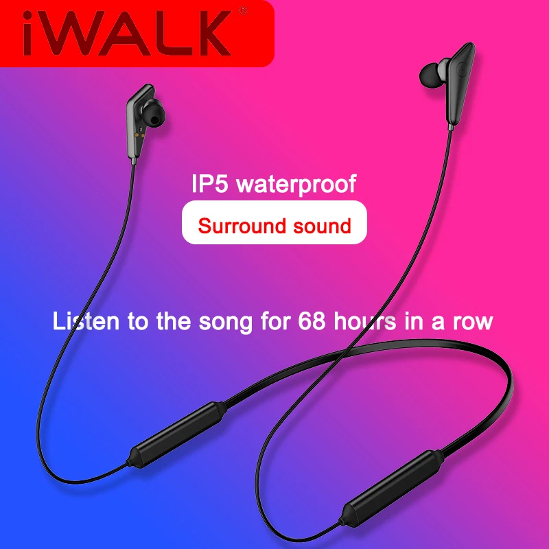 IWALK Bluetooth 5.0 Bezvadu Austiņas Dubultā Uzlādes Valkāt NEKĀDAS Sāpes Magnētisko Adsorbcijas Uzglabāšanas IPX5 Ūdensizturīgs Sporta Austiņas