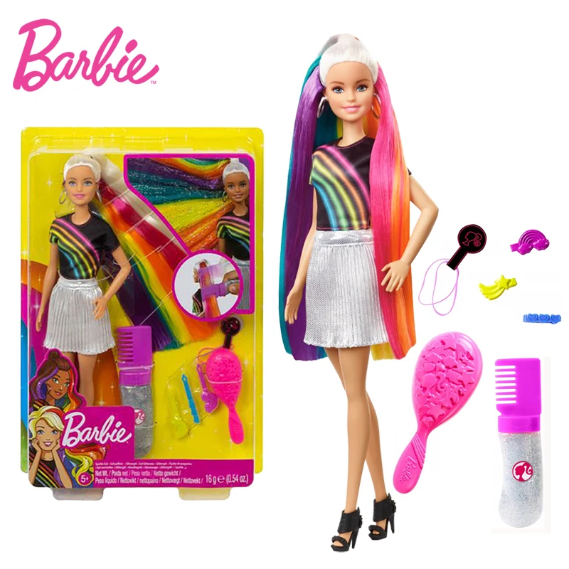 Sākotnējā Barbie Lelle Komplekts Dāvanu Kastē Varavīksnes Rapunzel Meitenes Spēlē Māja Kopšanas Rotaļlietas FXN96