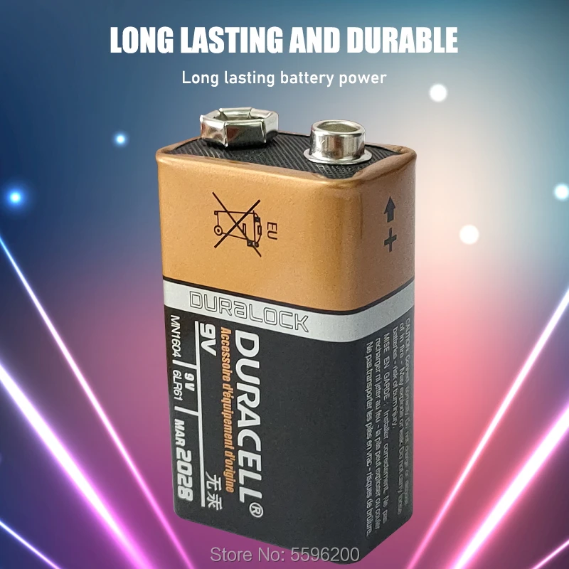 3PCS DURACELL 9V Alkaline Baterija 6F22 PPP3 MN1604 6LR61 Temperatūras Sensors Dūmu Trauksmes Mikrofons Durvju Sauss Akumulators