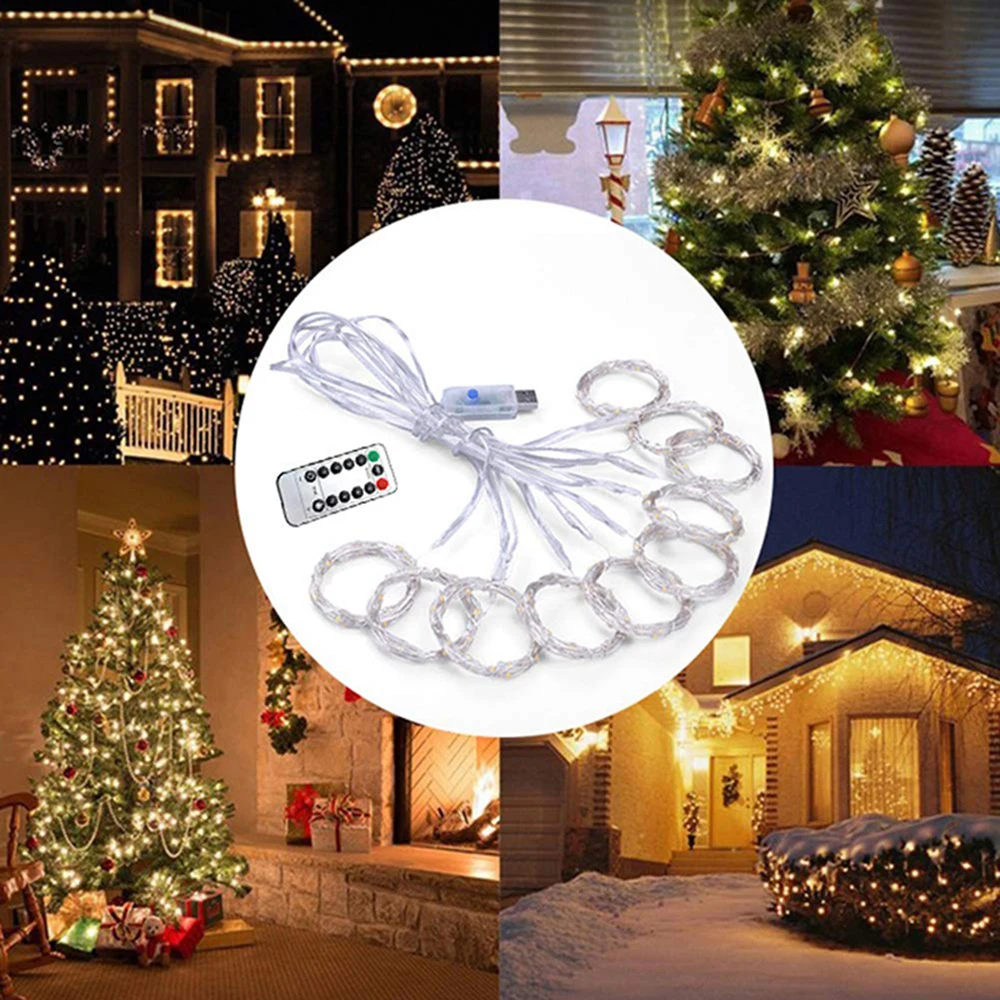 3M*3M USB LED Aizkaru String Lights Flash Pasaku Vainags Tālvadības pults, Lai Jaunais Gads Ziemassvētku Āra Kāzu Mājas dekoru 300LED