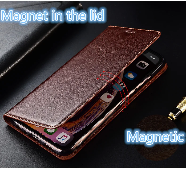 Īstas ādas magnētisko flip case coque par Umidigi Bison phone gadījumā Umidigi A9 Pro/Umidigi A7 Pro tālruni somā kartes turētāju