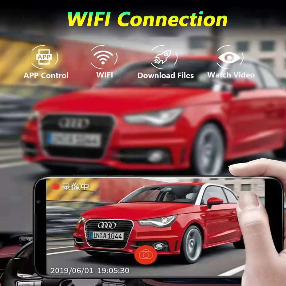 WHEXUNE Slēptās Mini Wifi Kameru Automašīnas Dvr Dual Objektīva Auto Video Reģistrators Dashcam Registrator DVRs Dash Cams FHD) 1080P Nakts redzamības