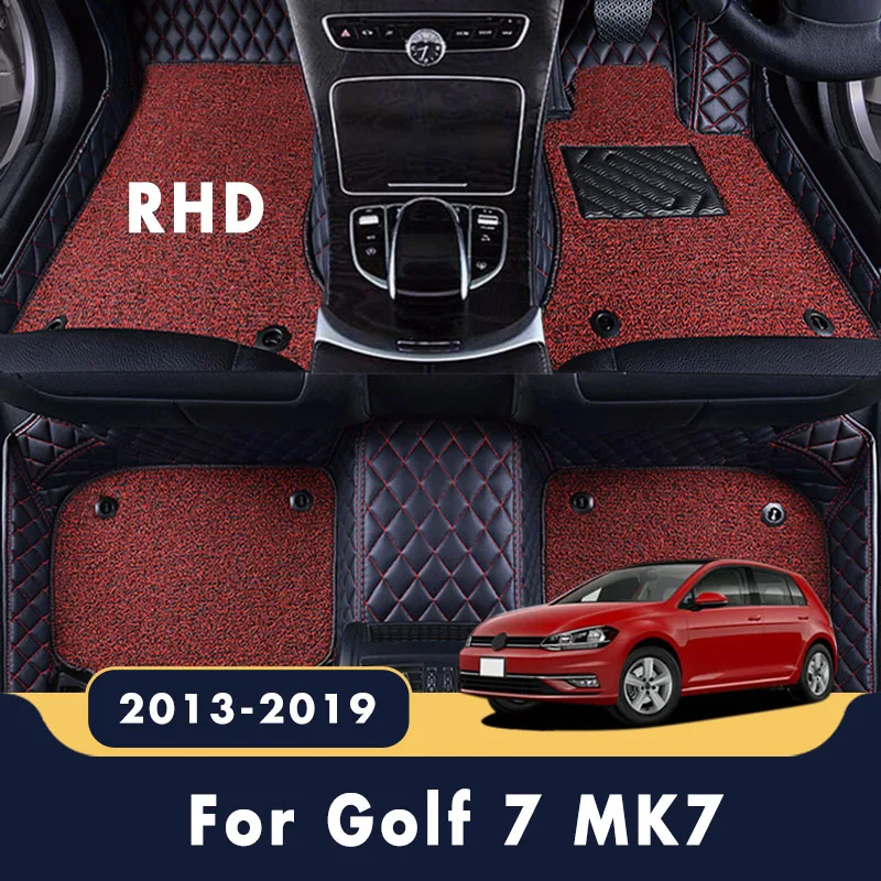 RHD Luksusa Dubultā Slāņa Stieples Cilpu, Auto Paklāji, Grīdas Paklāji Golf 7 MK7 2019 2018 2017 2016 2013. gadam, Volkswagen, vw