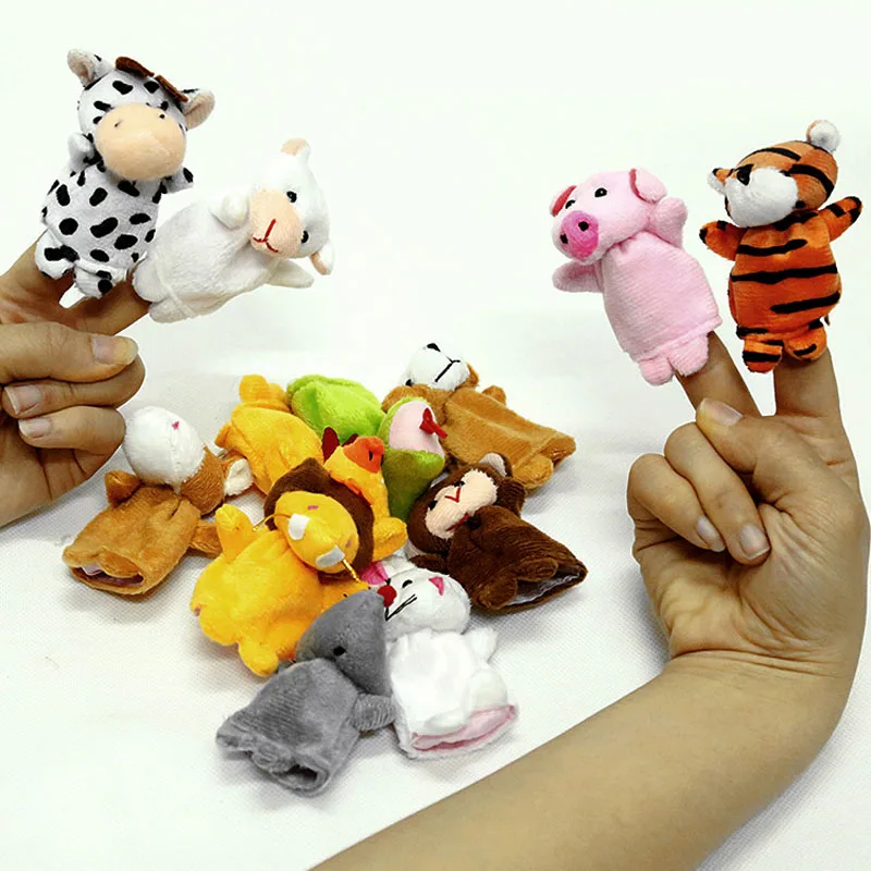 12 gab/daudz mini plīša bērnu rotaļu dzīvnieku ģimenes pirkstiņu lelles uzstādīt zodiaka zēni meitenes pirkstu lelles B0939