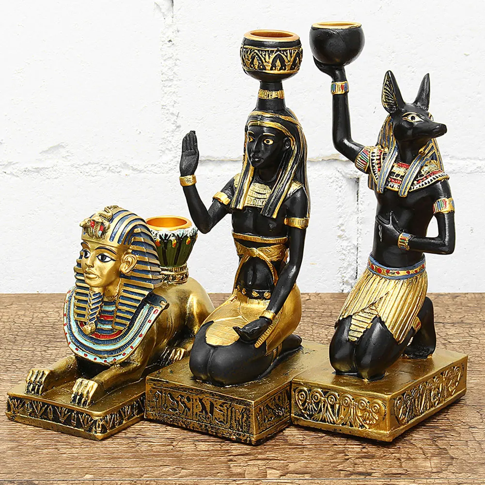 Vintage Ēģiptiešu Dieviete Statuetes Svece Īpašnieks Svečturis Mājas Darbvirsmas Dekori