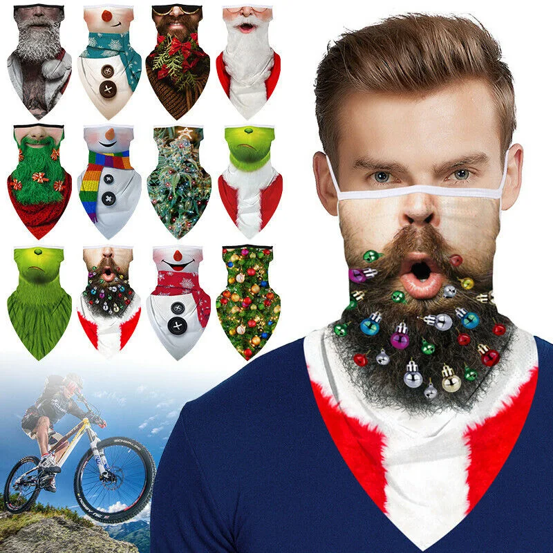 Galvas apsējs 3D Drukas Balaclava Pusi Cepures Sejas Maskas Unsex Šalle Slēpošanas Snood Biker Siltāks Riteņbraukšana Kakla Caurules Šalle Resuable Ziemassvētku