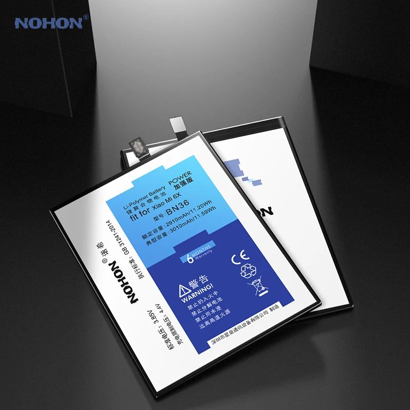 Nohon Akumulatoru Xiaomi 6X BN36 Mi 6X Reālās Spējas 2910mAh 3010mAh mobilo Li-polymer Bateria +Instrumenti Xiaomi Mi Baterijas 6X