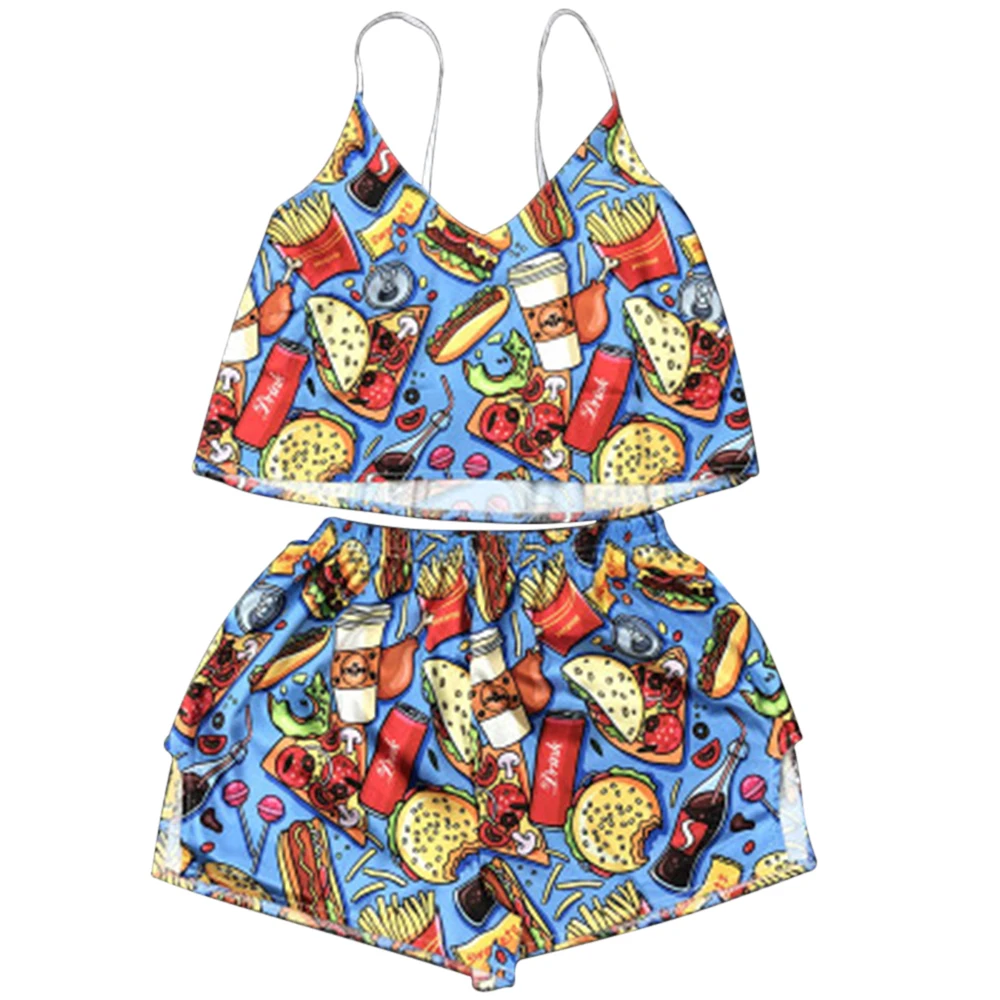 Ir 2021. Vasaras Sexy Pijamas Sieviešu Pidžamas Komplekts Zīda Mājas Tērps Fox Drukāt V Kakla Pyjama Sievietei Femme Sleepwear Satīns