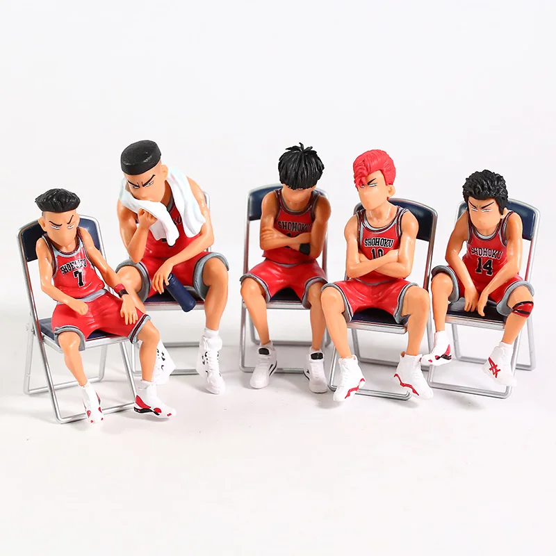 Anime Slam Dunk Shohoku Basketbola Komanda Hanamichi Rukawa Akagi Mijagi Mitsui PVC Skaitļi, Brinquedo Rotaļlietas, 5gab/komplekts