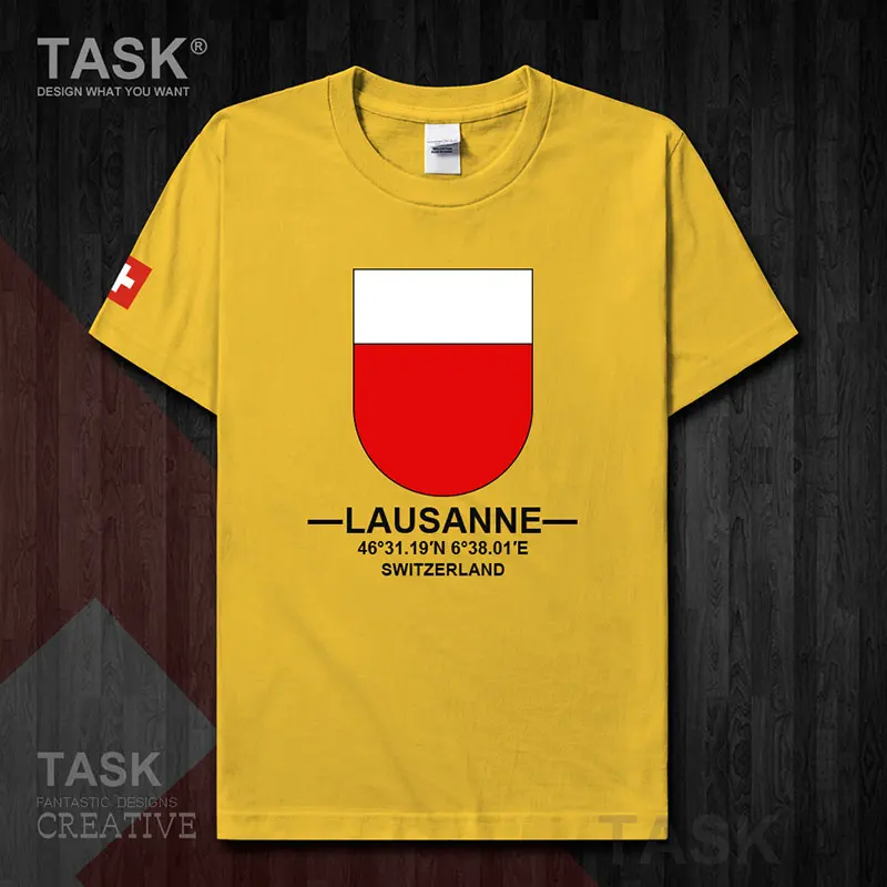 Šveicē, Lozannas Pilsētas starptautiskā tūrisma pilsētas kultūras logo suvenīru vīriešu sporta modes dizaina tshirt kokvilnas tee 20
